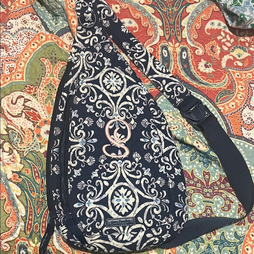 Vera Bradley Navy and White Patterned Sling Bag